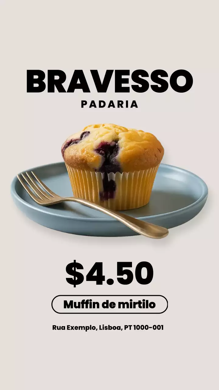 Anúncio de padaria minimalista bege