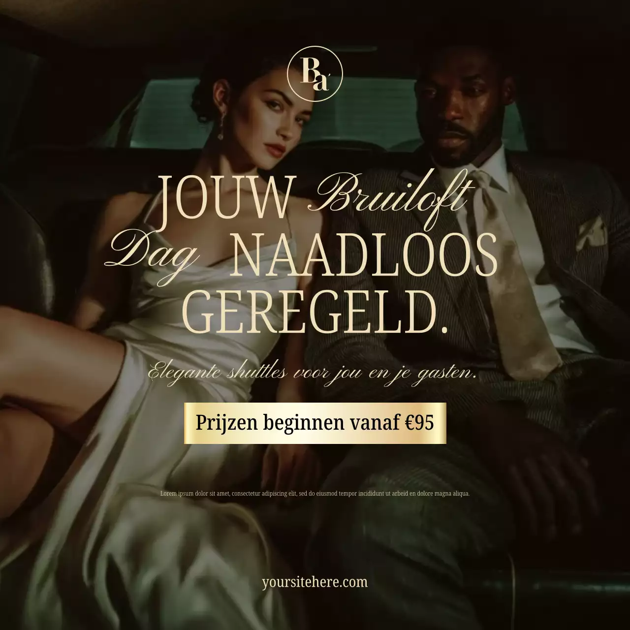 Instagram-bericht over de promotie van elegante huwelijksshuttles