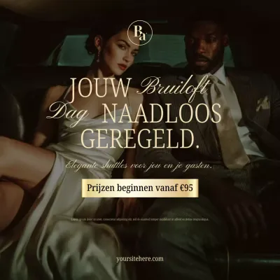 Instagram-bericht over de promotie van elegante huwelijksshuttles