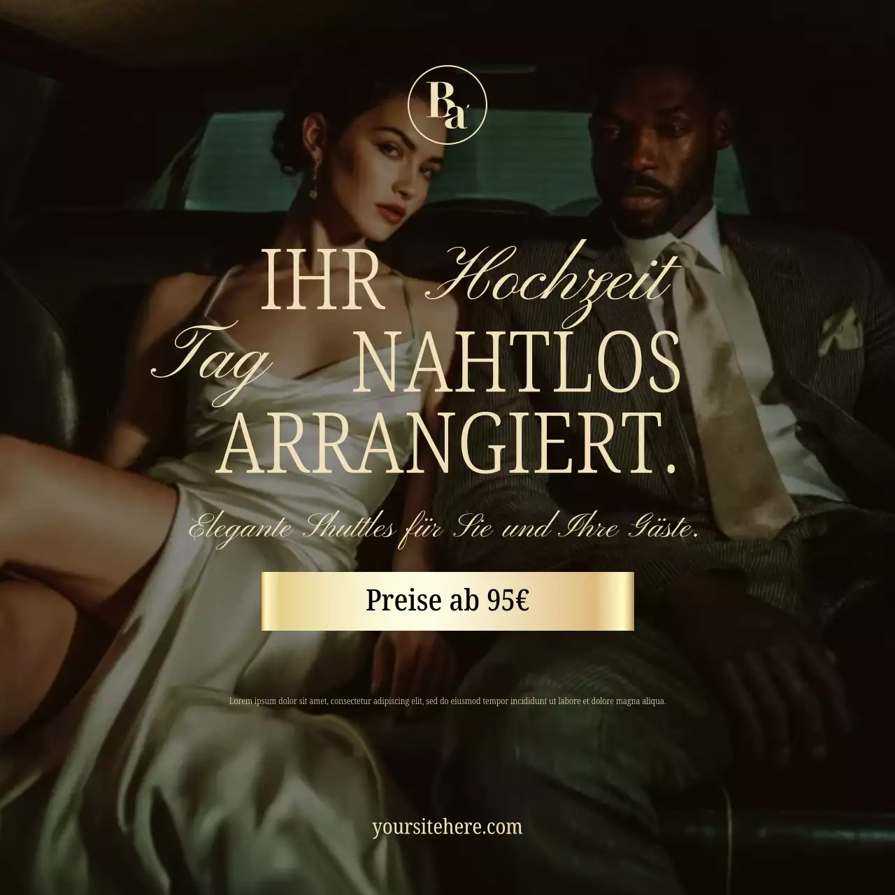 Eleganter Instagram-Post zur Hochzeits-Shuttle-Werbung