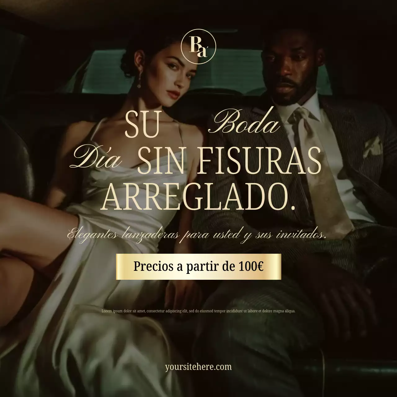 Publicación de Instagram sobre la promoción de elegantes transportes para bodas