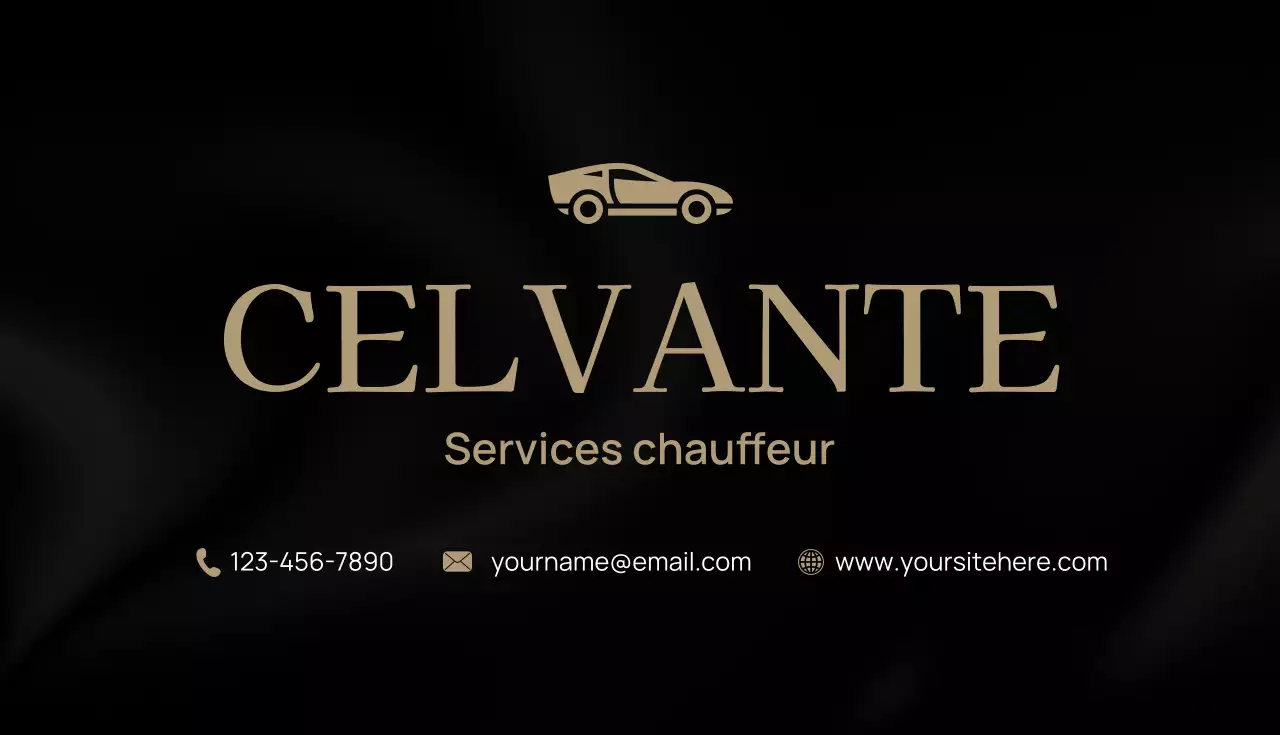 Carte de visite publicitaire noire élégante pour chauffeur