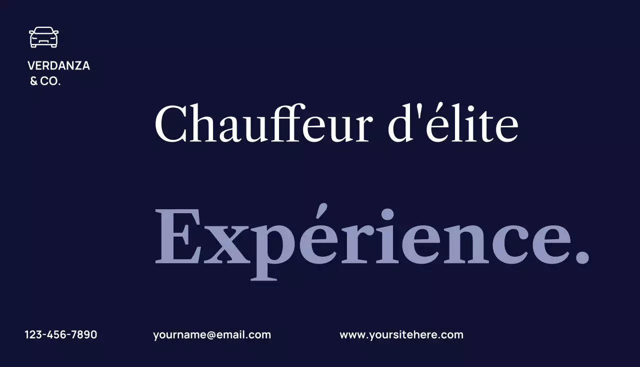 Carte de visite promotionnelle Blue Modern Chauffeur