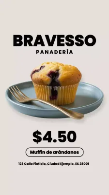 Anuncio de panadería minimalista beige