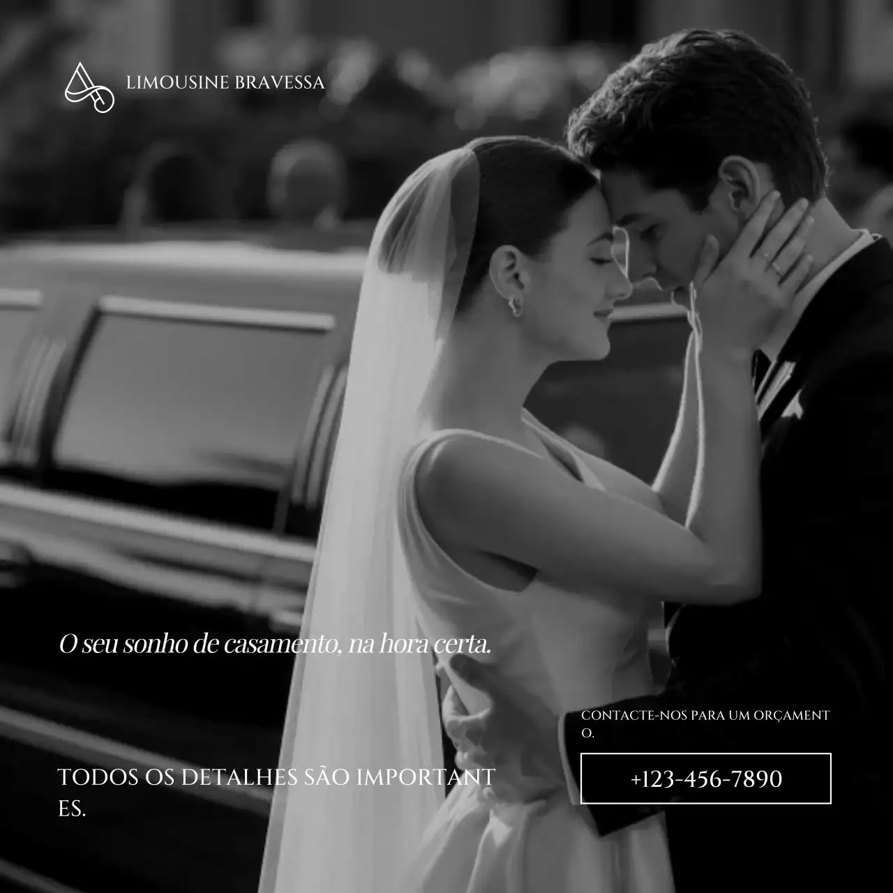Postagem no Instagram para promoção de um passeio de casamento elegante