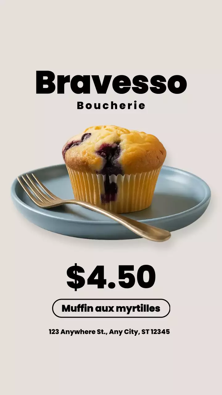 Publicité minimaliste beige pour une boulangerie