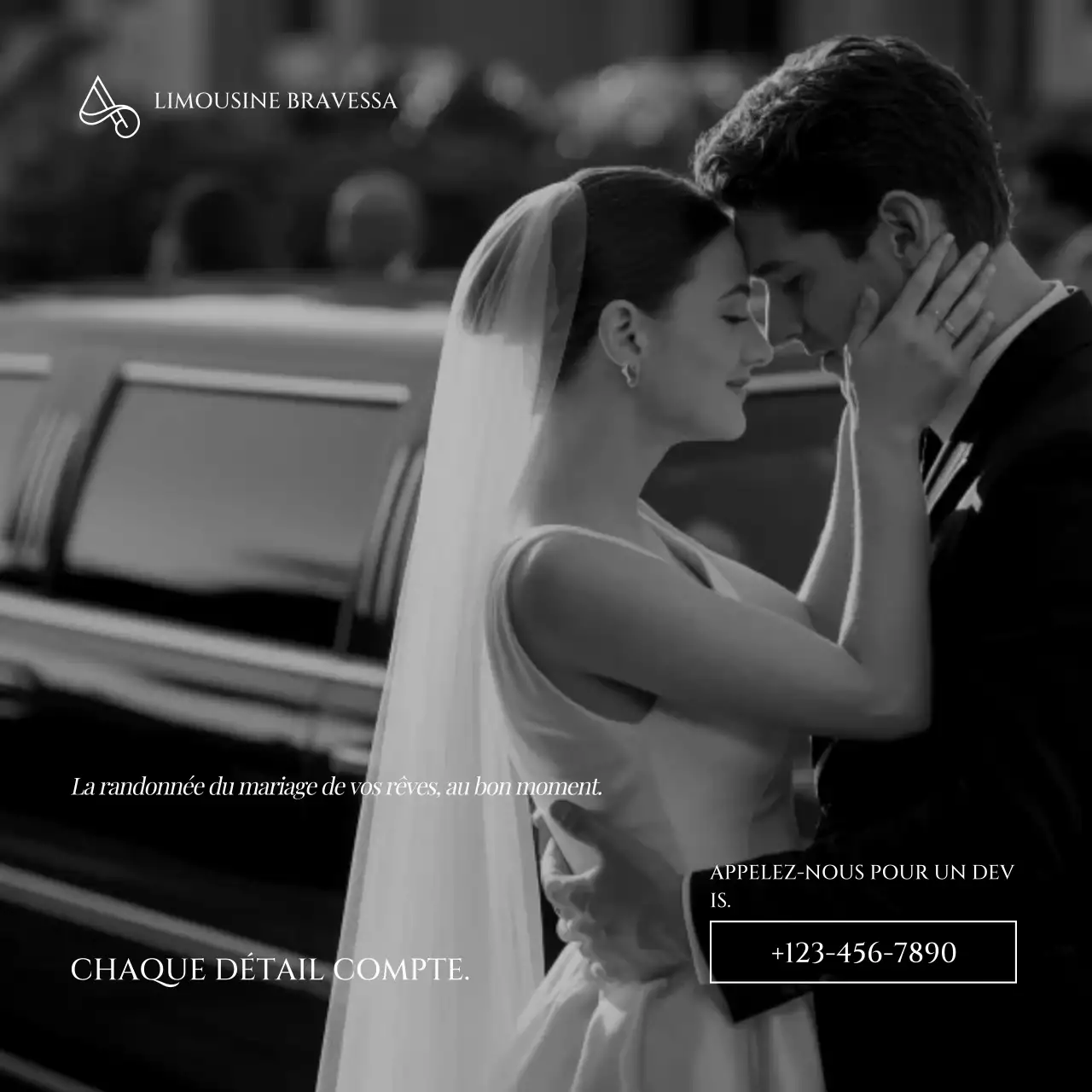 Publication Instagram promotionnelle sur une balade de mariage élégante