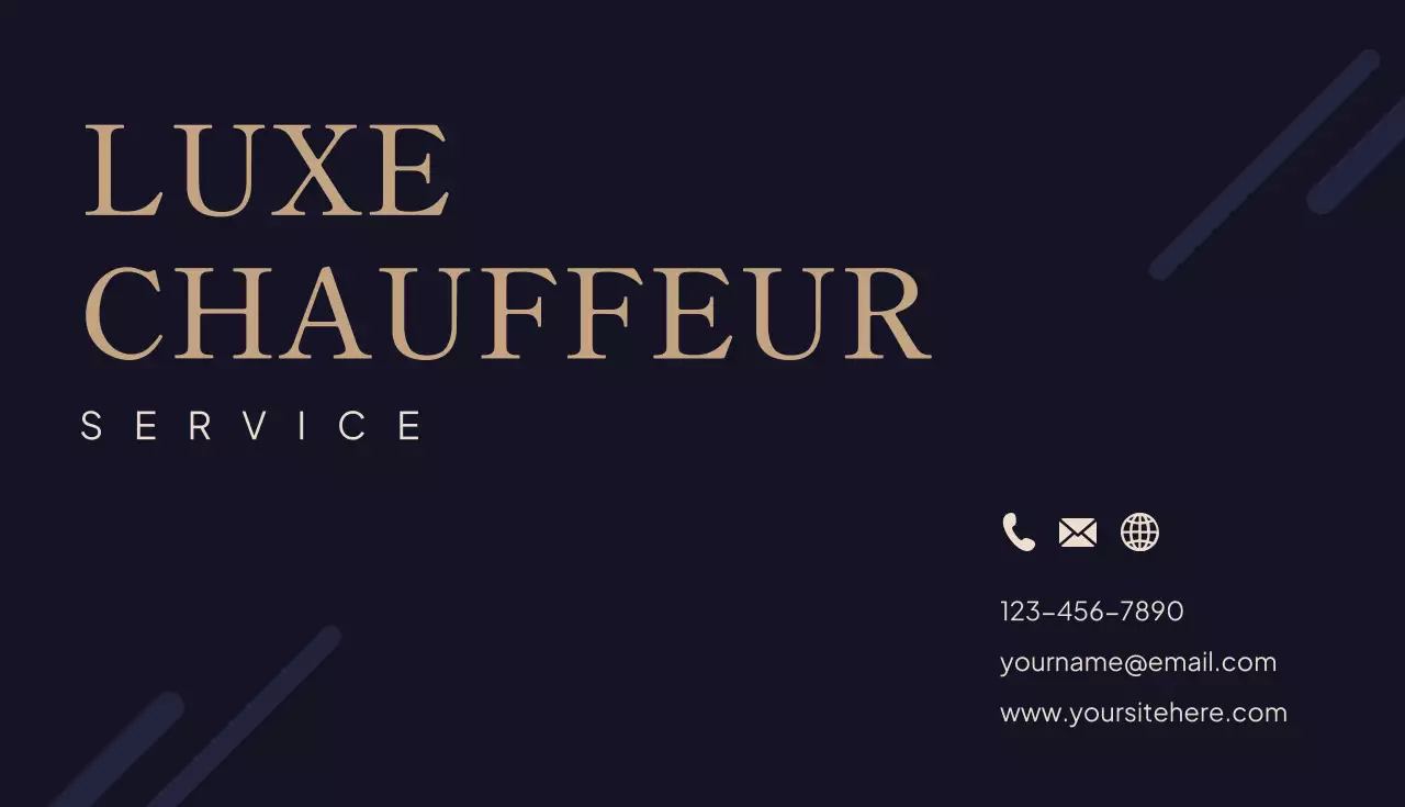 Marineblauw elegant chauffeursvisitekaartje
