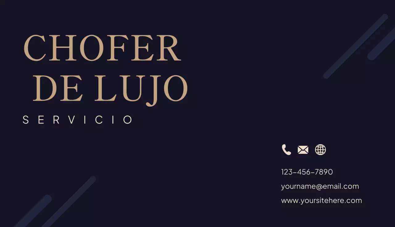 Tarjeta de presentación elegante para chofer de la Marina