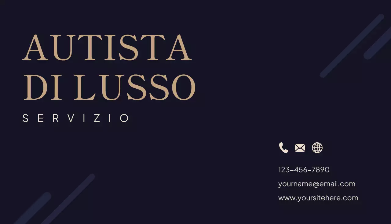 Biglietto da visita elegante per autista blu navy