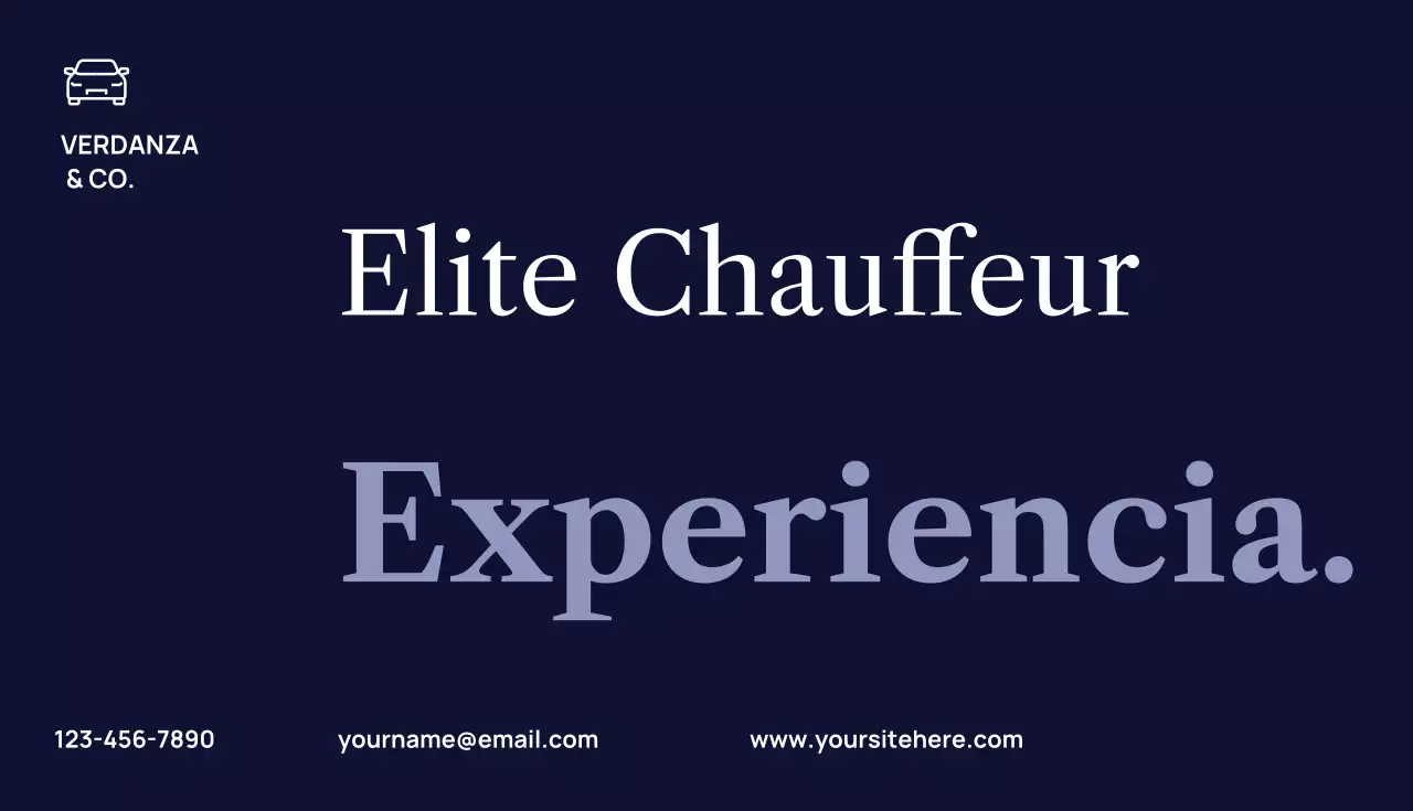 Tarjeta de presentación de promoción de chofer moderna azul