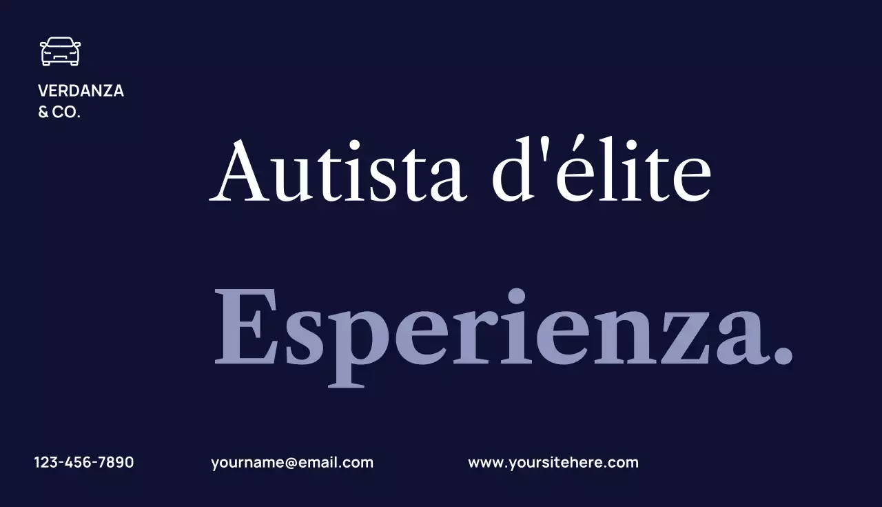 Biglietto da visita promozionale per autista moderno blu