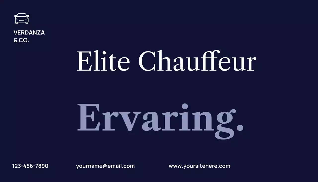 Blauw modern chauffeur promotie visitekaartje