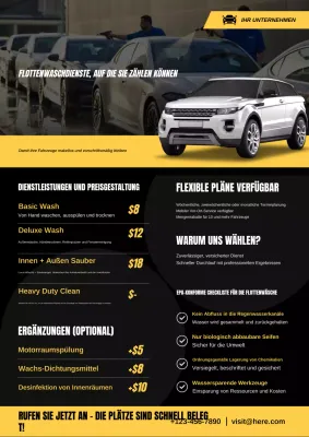 Gelbes Werbeplakat für moderne Fahrzeuge