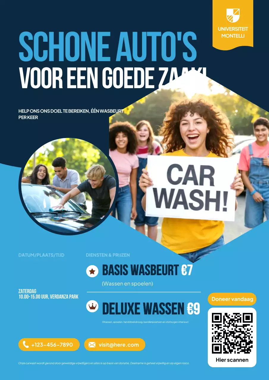 Blauwe moderne liefdadigheidspromotieposter