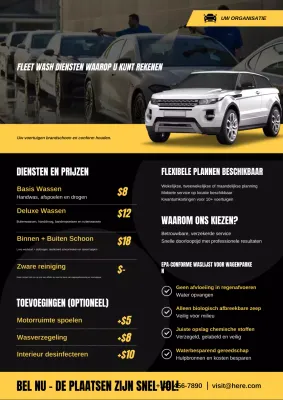 Gele moderne voertuigpromotieposter