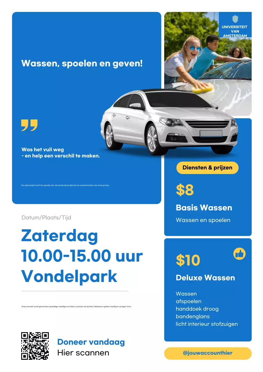 Poster voor aankondiging van een Blue Modern liefdadigheidsevenement