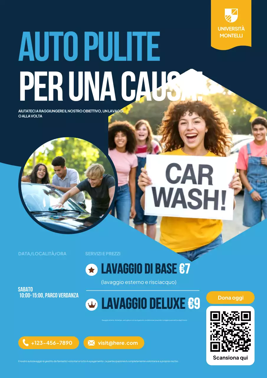 Manifesto promozionale di beneficenza moderno blu