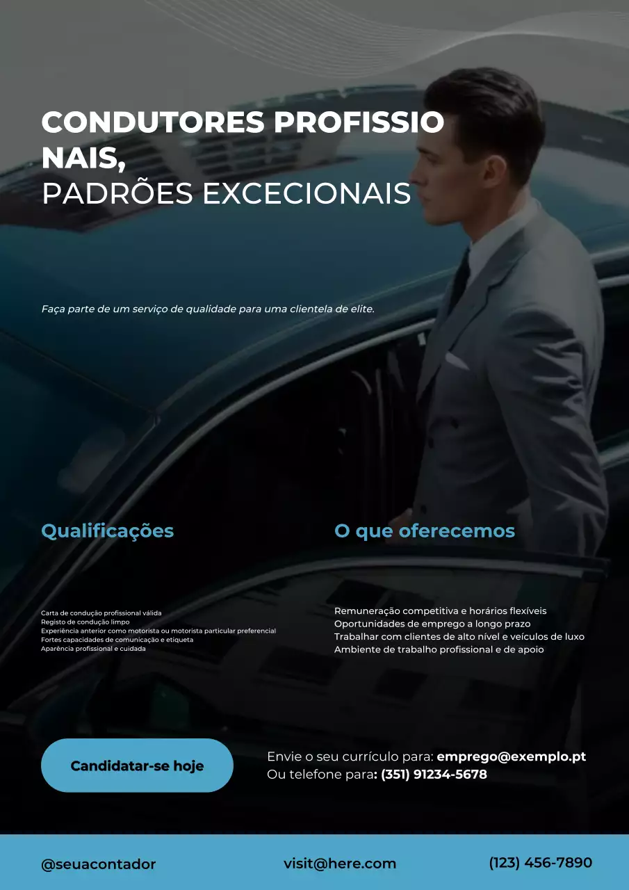 Cartaz de anúncio de recrutamento de motorista moderno preto