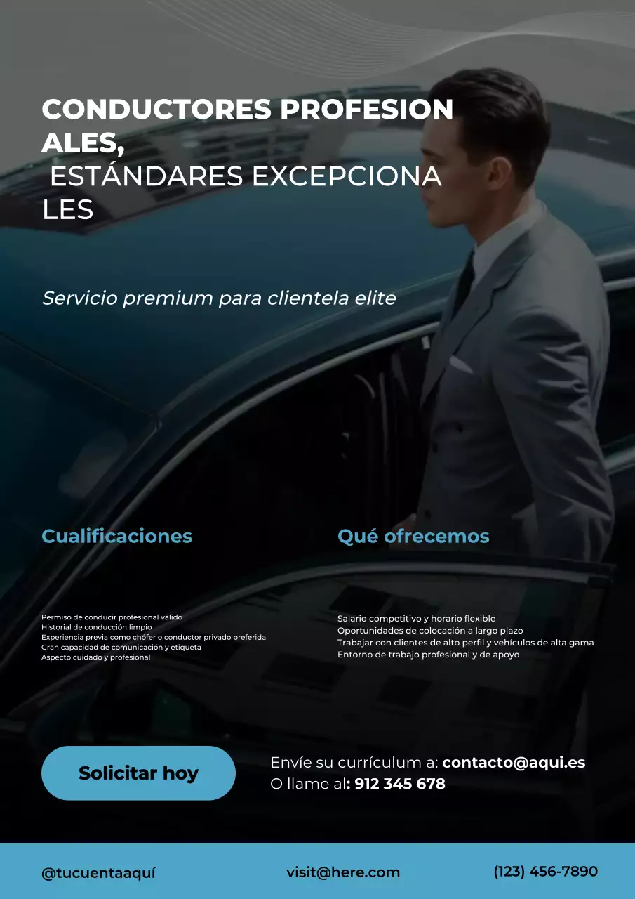 Cartel publicitario para la contratación de conductores modernos de raza negra