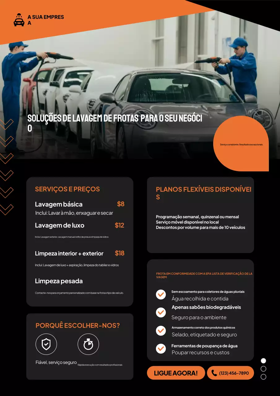 Cartaz promocional de lavagem de carros moderna laranja
