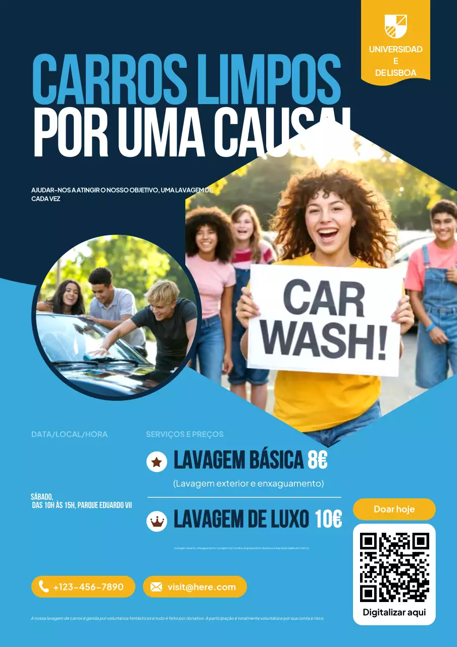 Cartaz promocional de caridade moderno azul