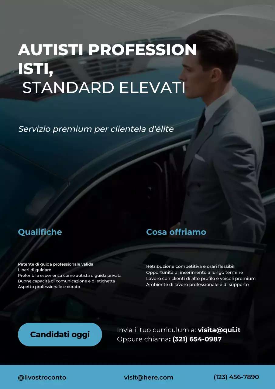 Manifesto pubblicitario per il reclutamento di autisti moderni neri