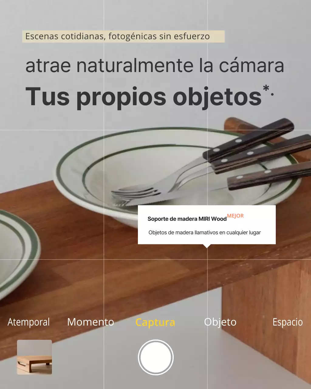 Promoción de productos de interiorismo modernos en tonos beige.