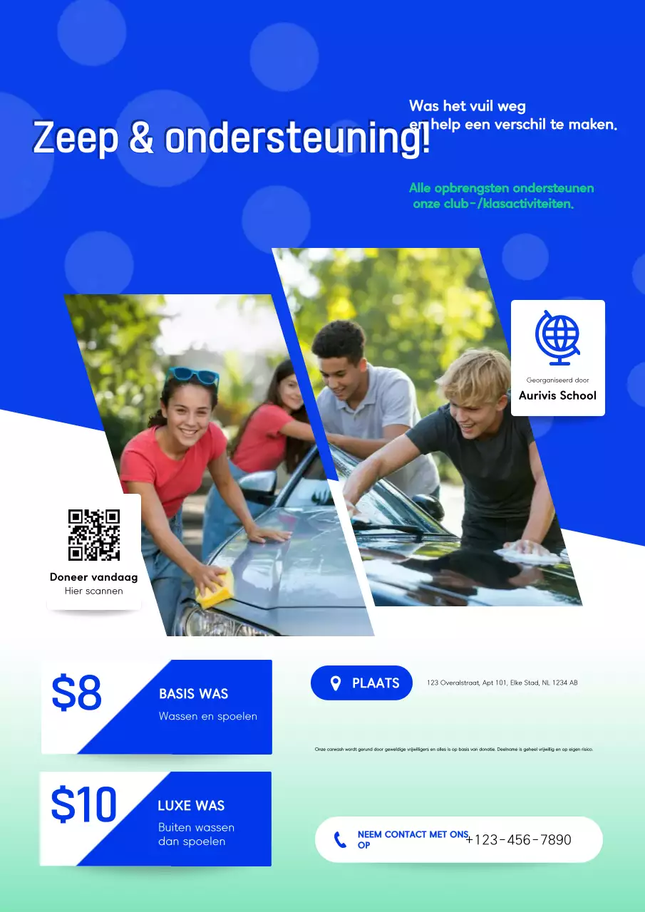 Blauwe moderne liefdadigheidspromotieposter