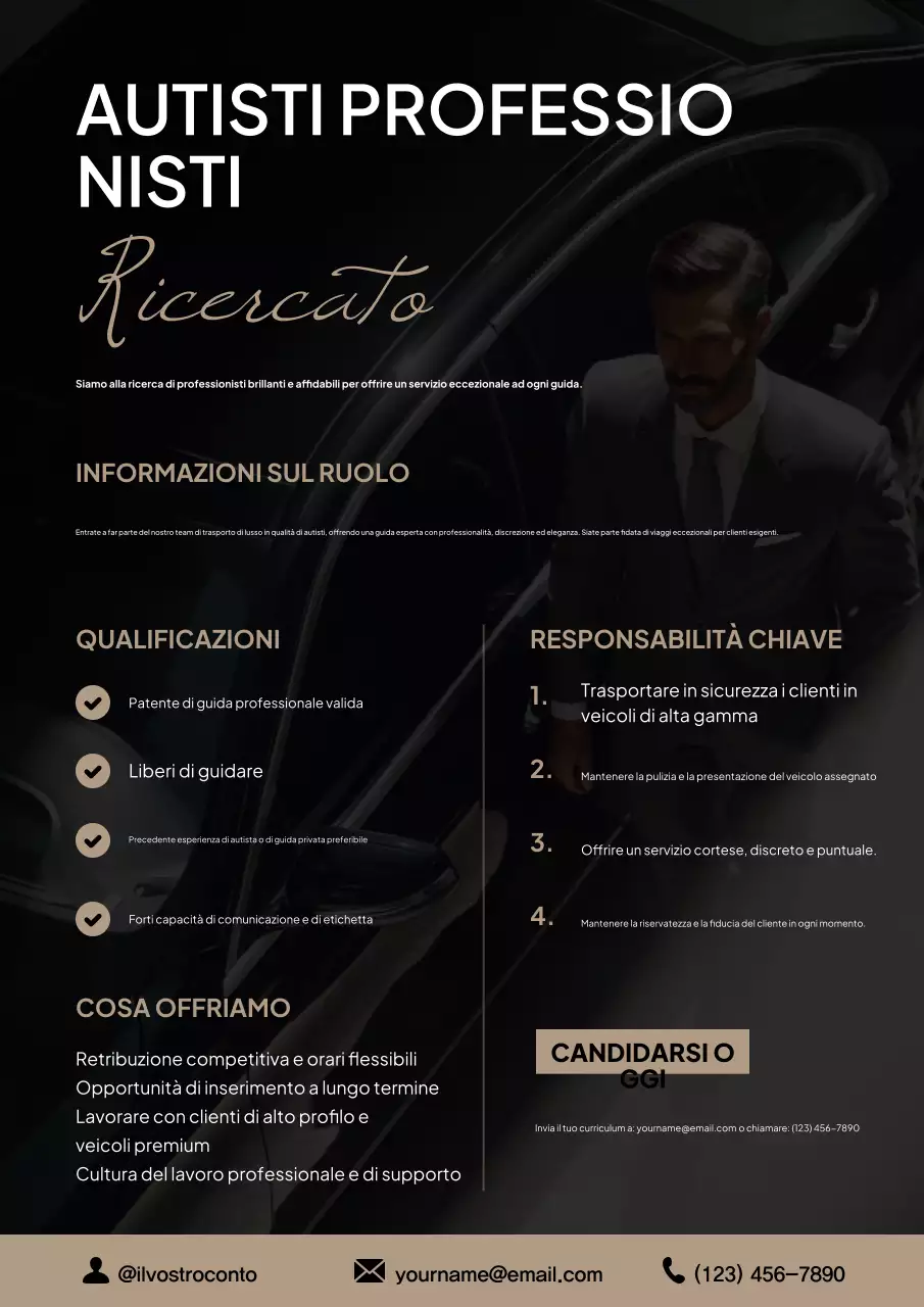 Manifesto di reclutamento per autisti moderni neri