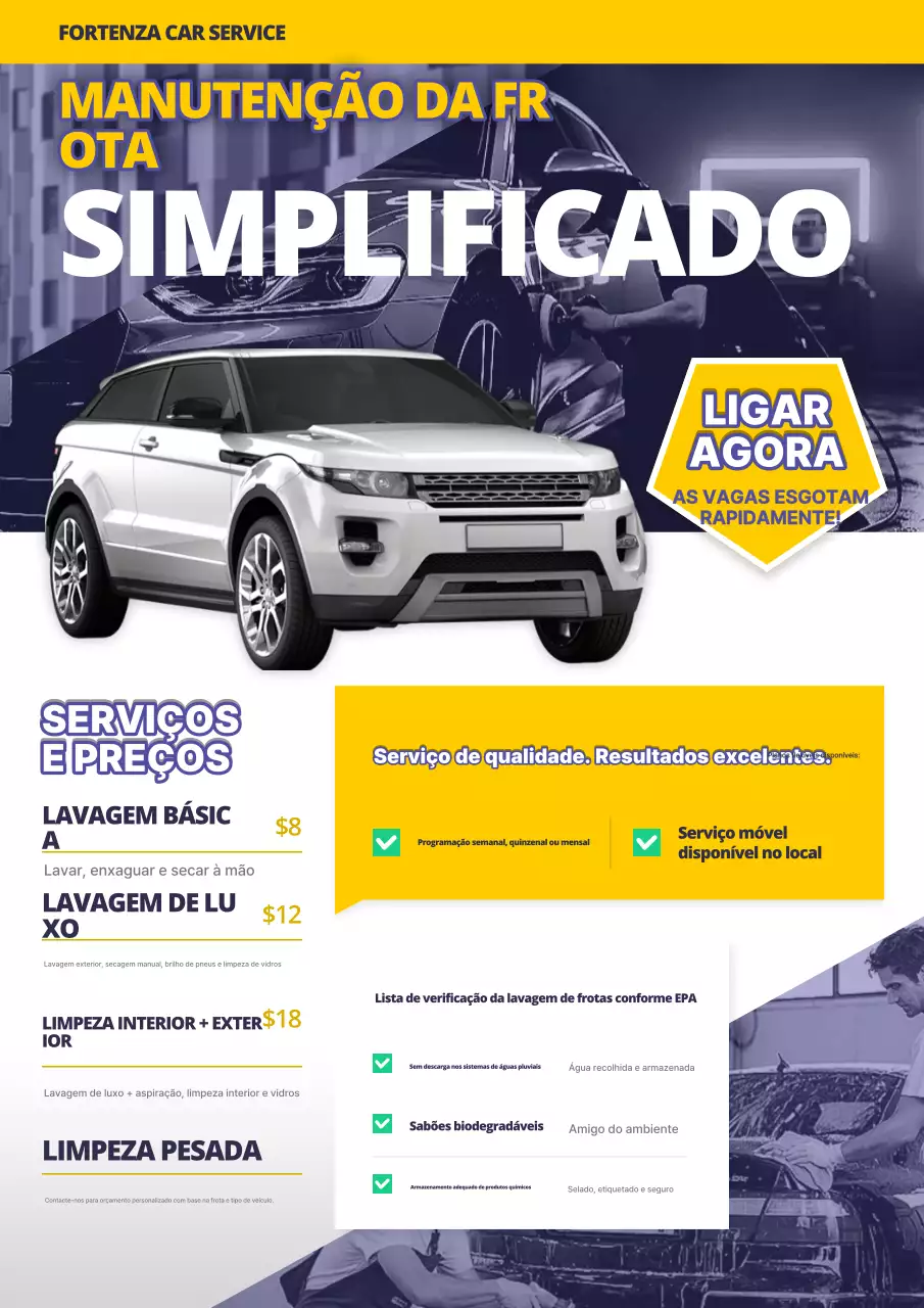 Cartaz de promoção de serviço de carro moderno amarelo