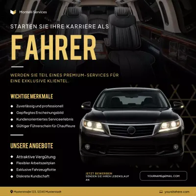 schwarze elegante Chauffeur-Rekrutierung