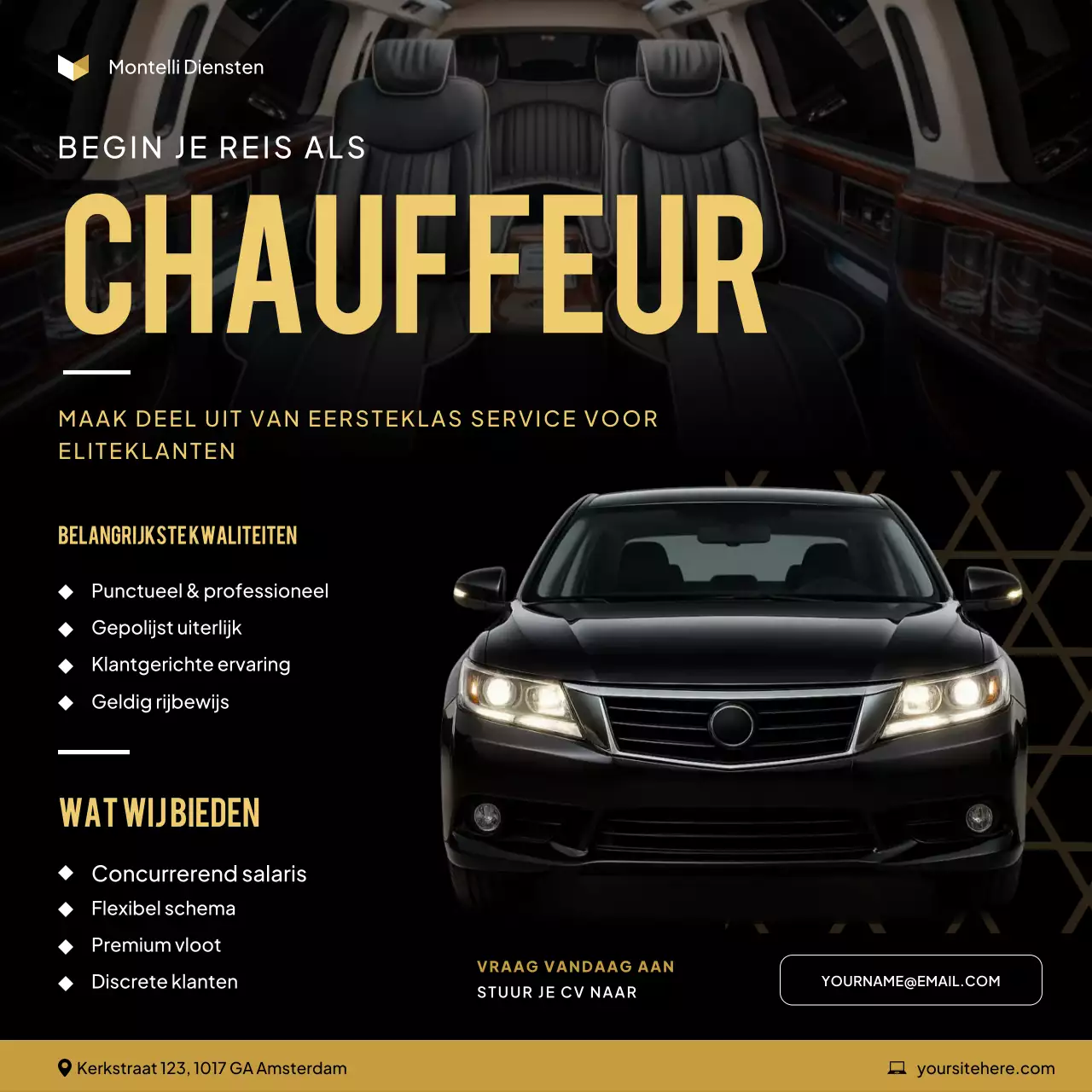 werving van zwarte elegante chauffeurs