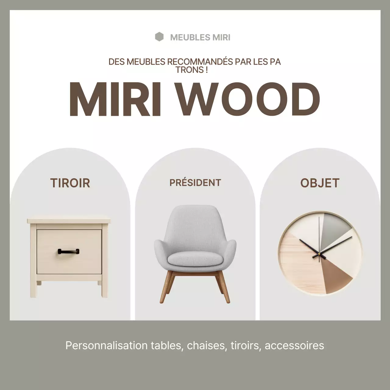 Publicité pour des meubles modernes beiges