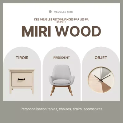 Publicité pour des meubles modernes beiges