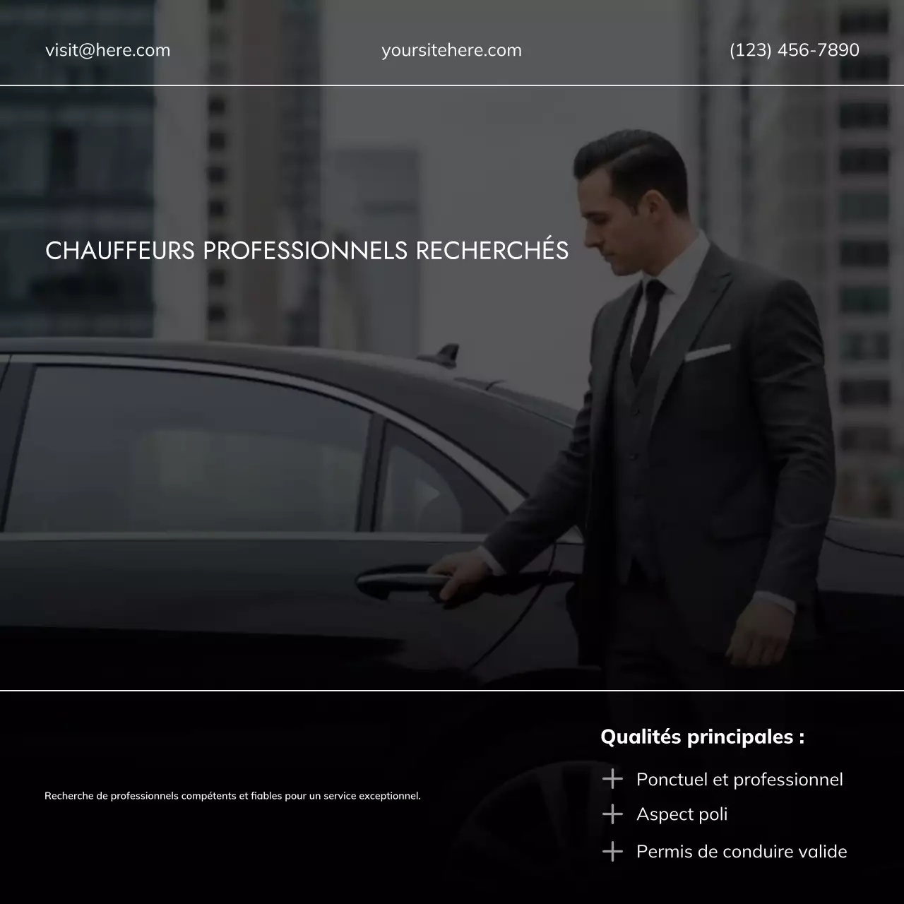 Modèle de recrutement de chauffeurs de luxe Black Gold pour les réseaux sociaux