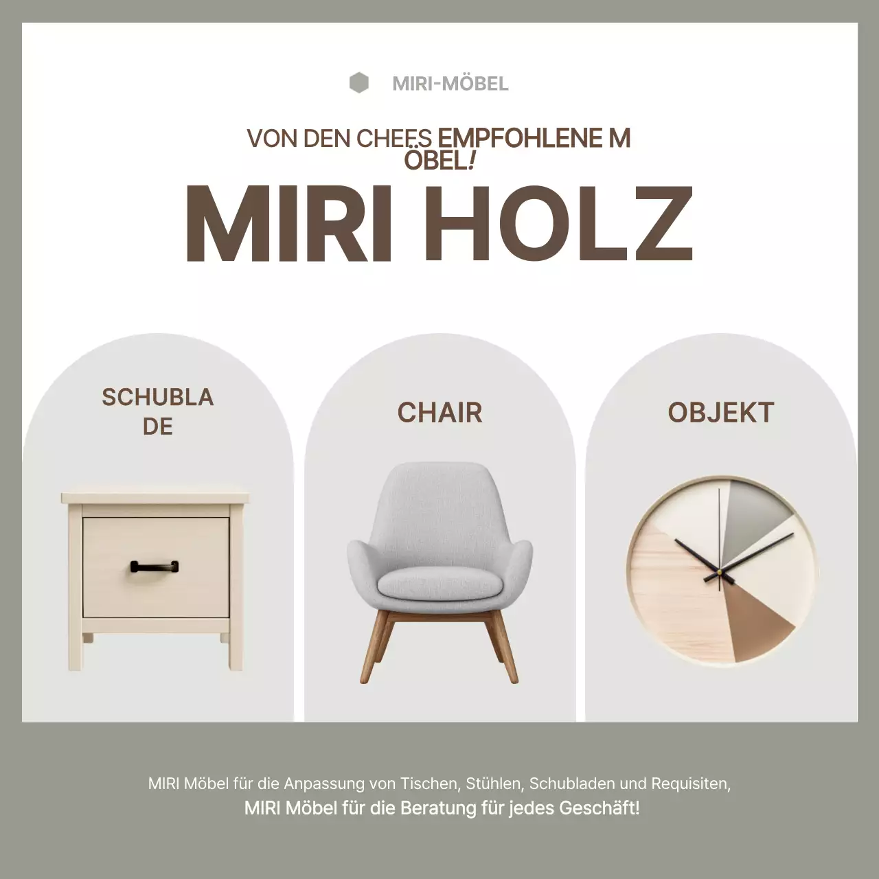 Werbung für moderne Möbel in Beige