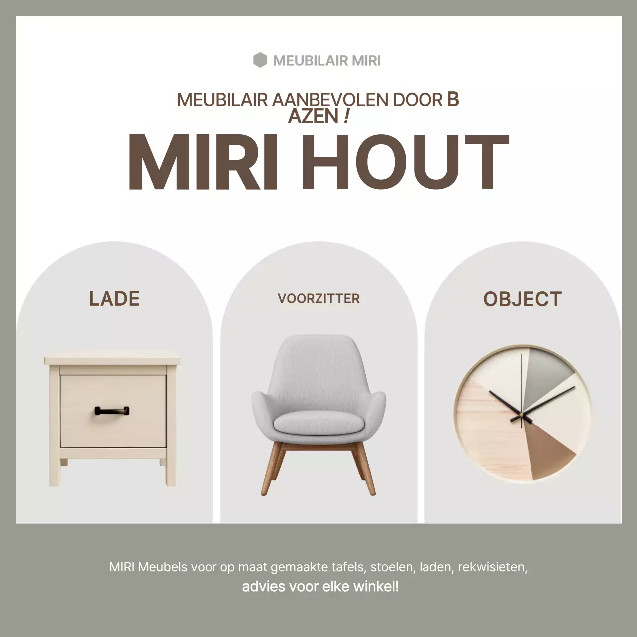 Beige moderne meubeladvertentie