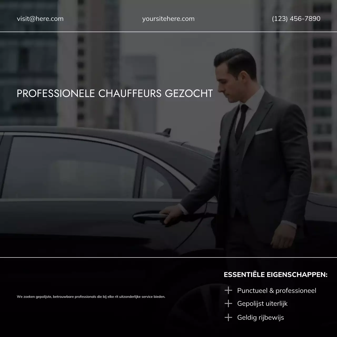 Social media-sjabloon voor de werving van chauffeurs in Black Gold Luxury
