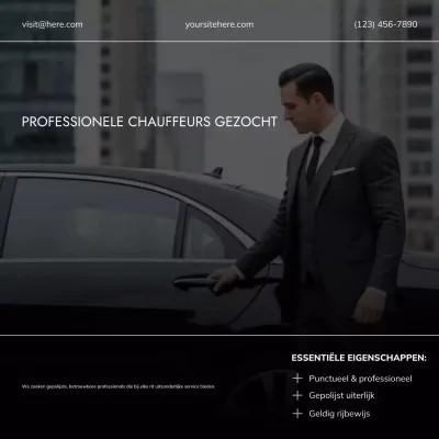 Social media-sjabloon voor de werving van chauffeurs in Black Gold Luxury