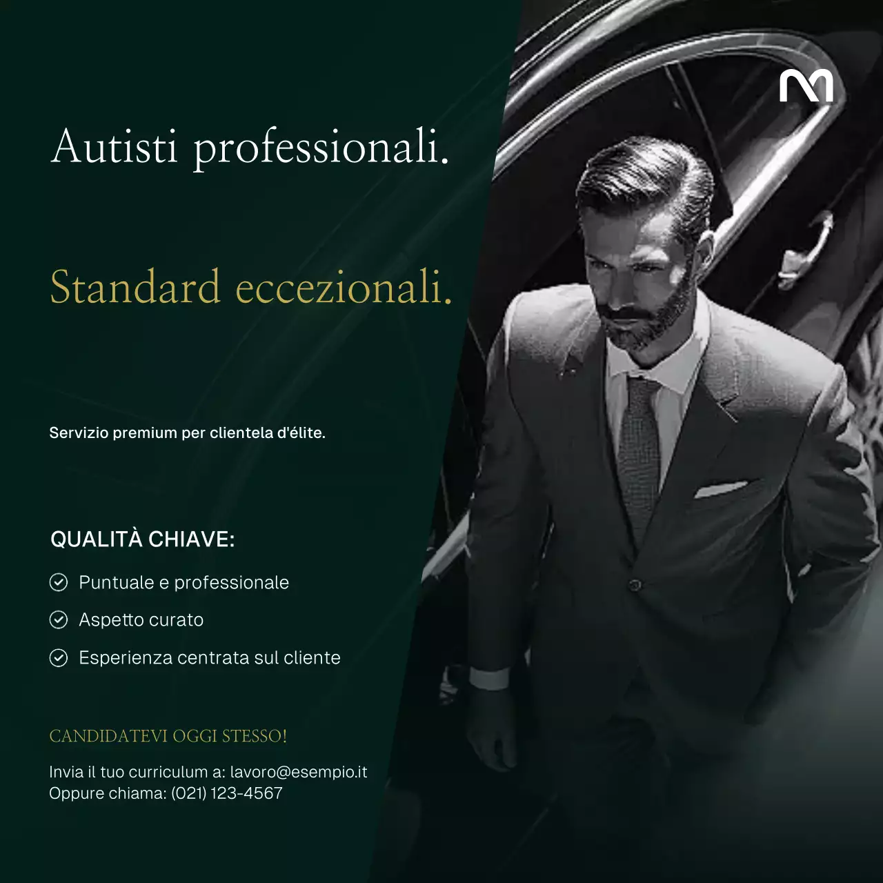 Modello di social media per il reclutamento di autisti di lusso Green Gold