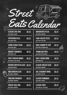 black vintage street menu design