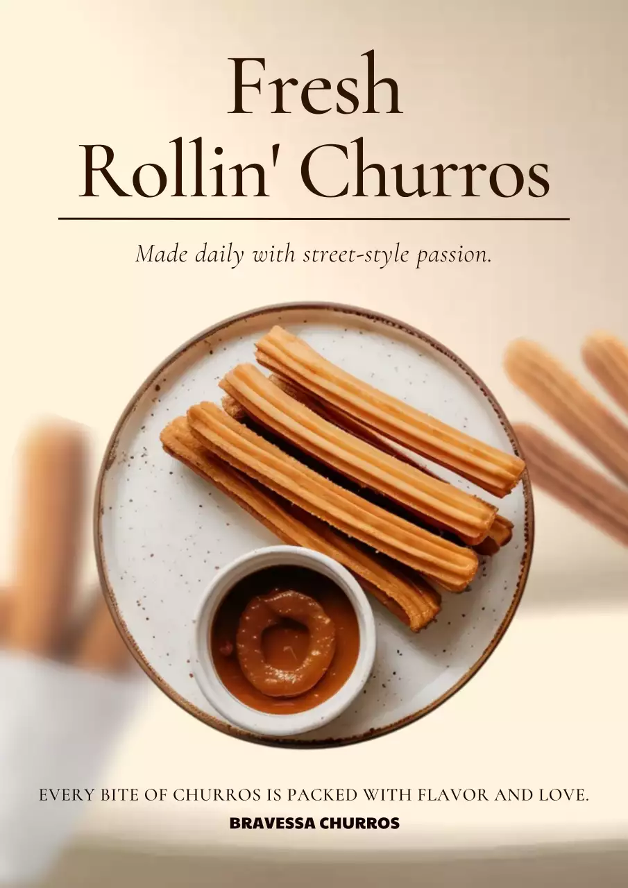 Beige Trendy Churros Advertisement Poster