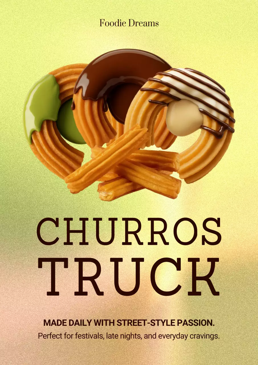 Brown Retro Churros Advertisement Poster