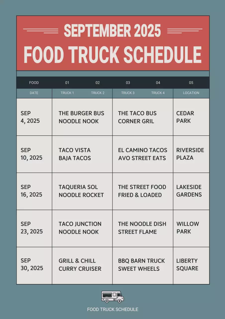 red modern food schedule