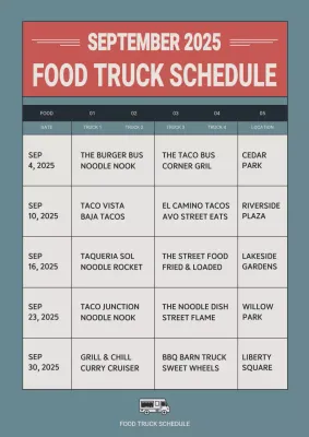 red modern food schedule