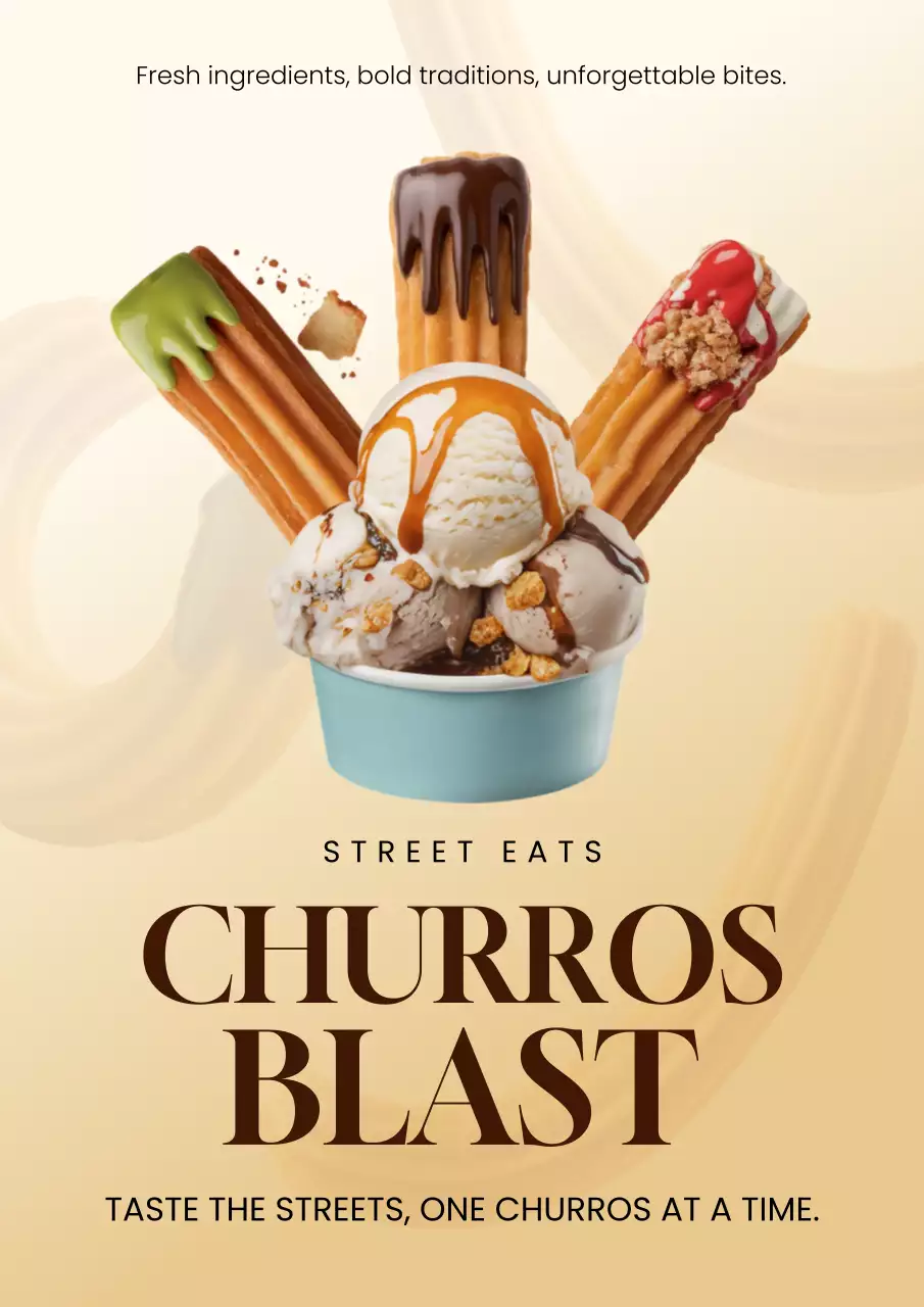 Beige Trendy Churros Advertisement Poster