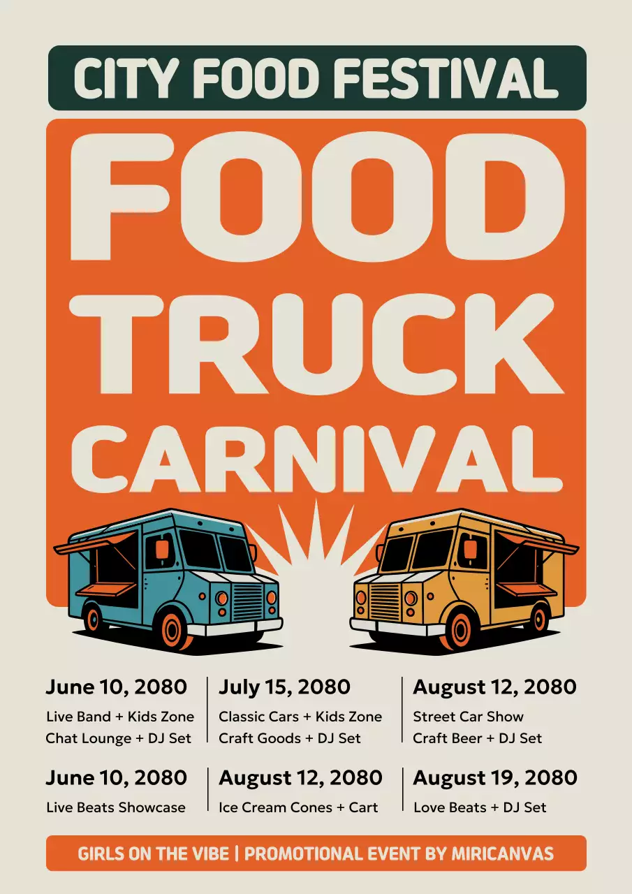 orange retro food festival announcement