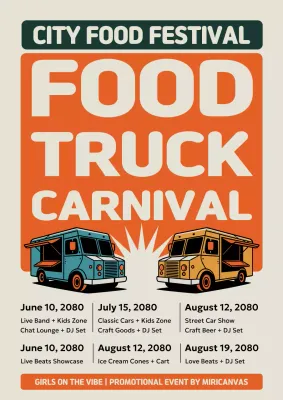 orange retro food festival announcement