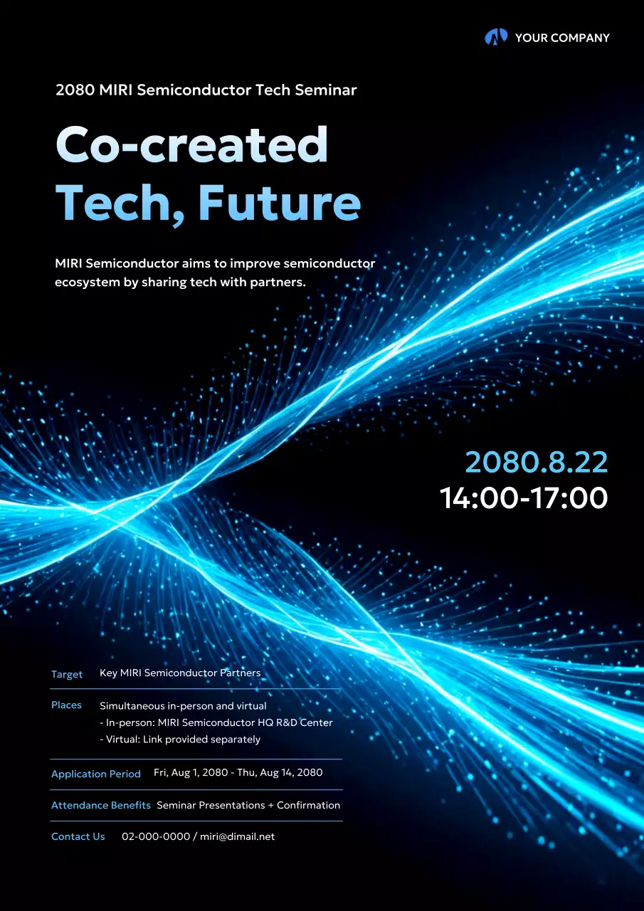 blue futuristic tech announcement